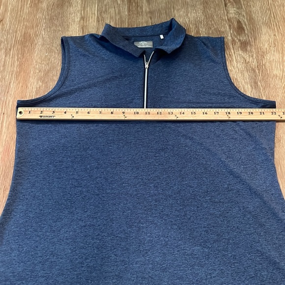 WMNS CALLAWAY QUARTER ZIP HEATHER BLUE SLEEVELESS GOLF POLO COLLARED SHIRT, XXL - Picture 7 of 8
